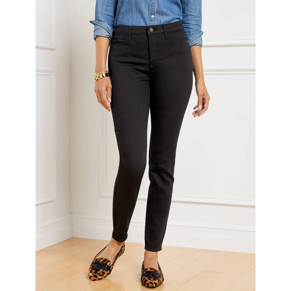 Talbots Flawless Jegging Denim Black Zipper Ankle Women 2P Cotton Spandex Style